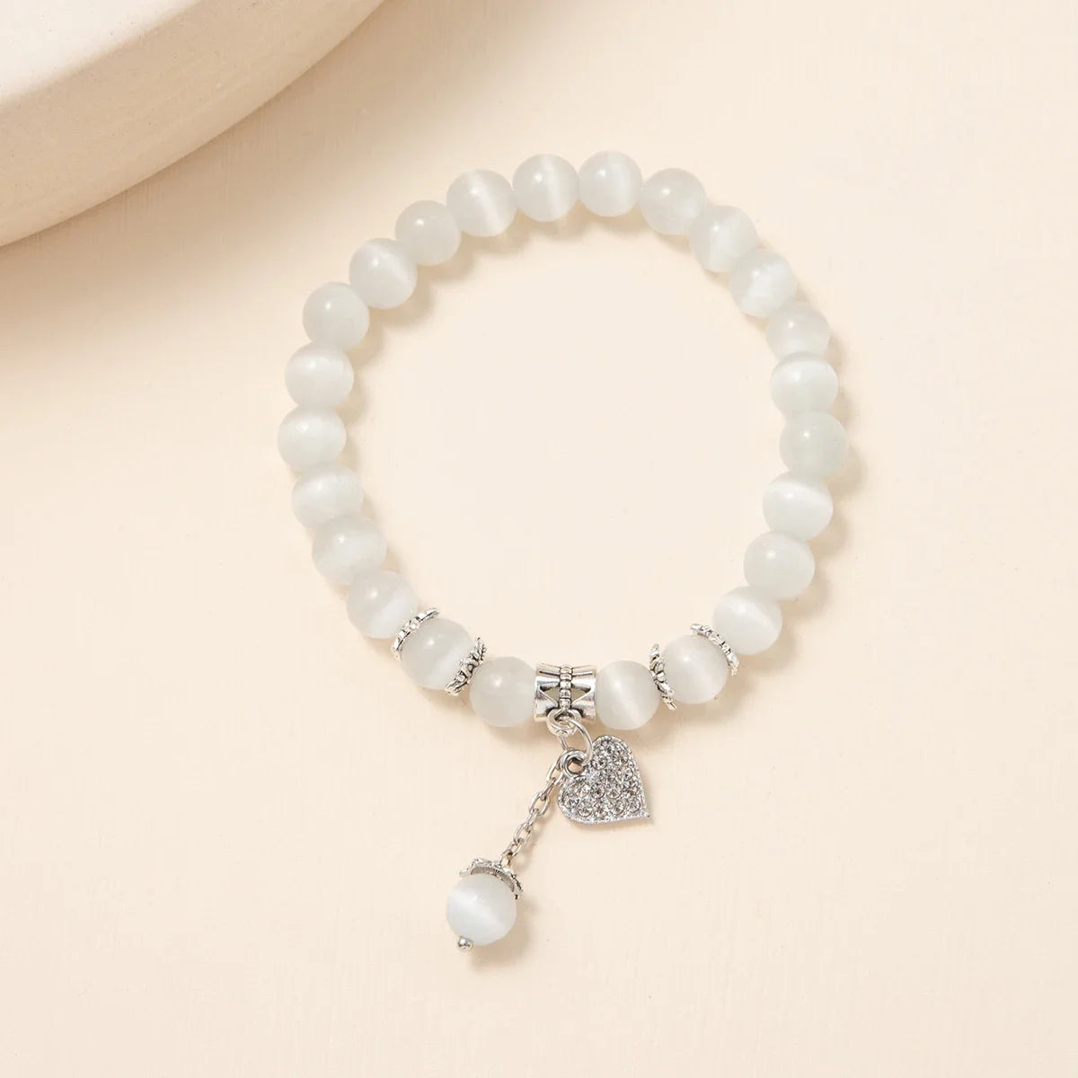 Kirykle Naturkristall-Armband mit silbernem Herz
