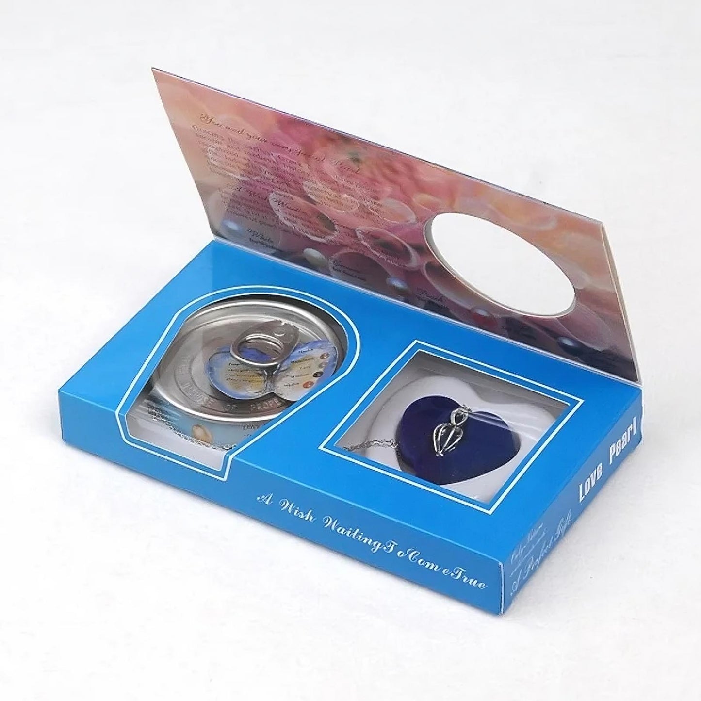 Naturperle in Muschel mit Halskette in Verpackung