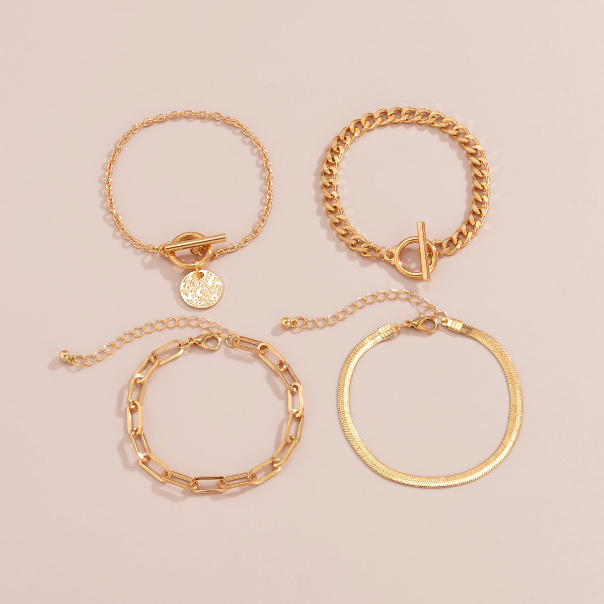 4teiliges Armband-Set in Gold