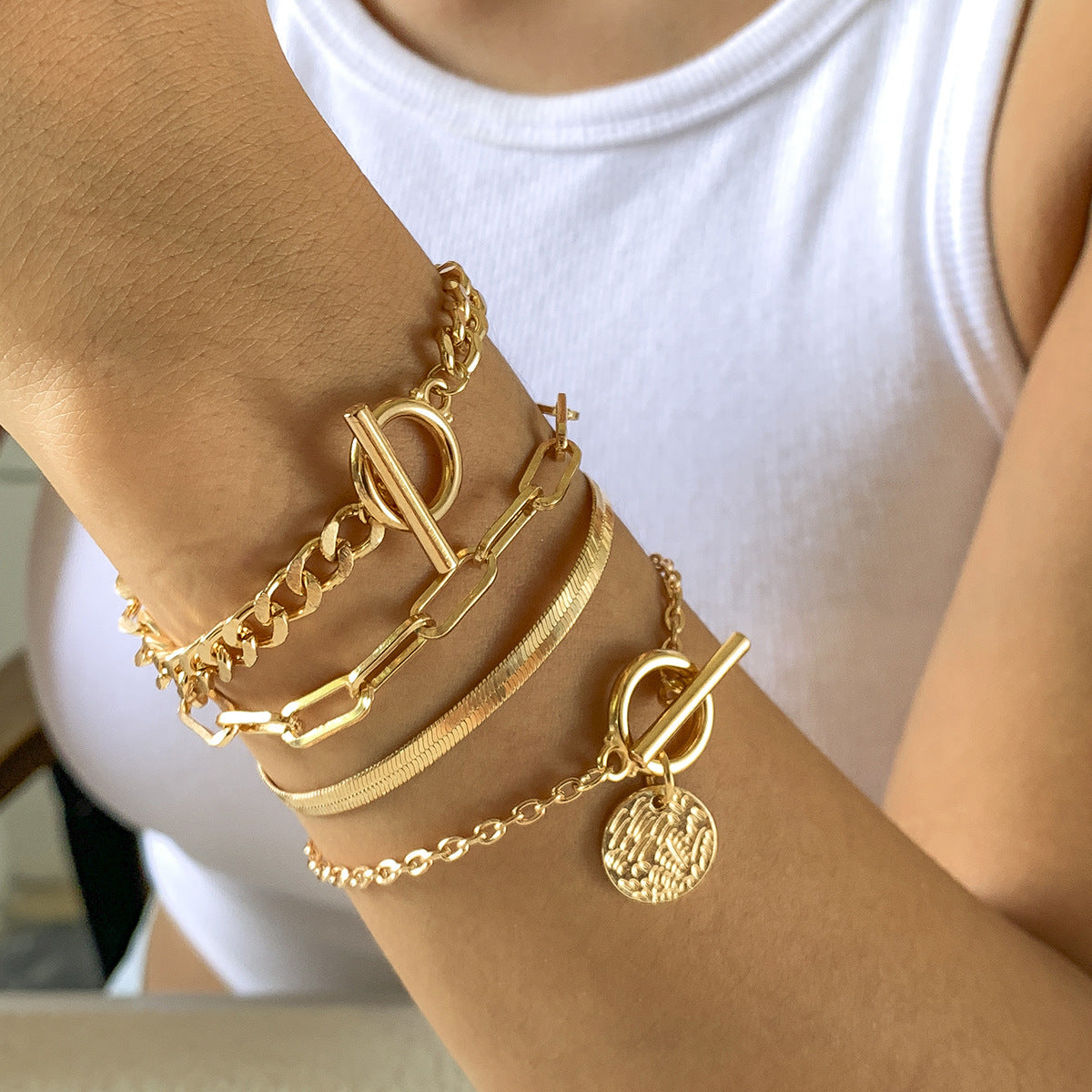 4-teiliges Armband-Set in Gold