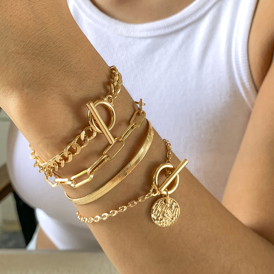 4-teiliges Armband-Set in Gold