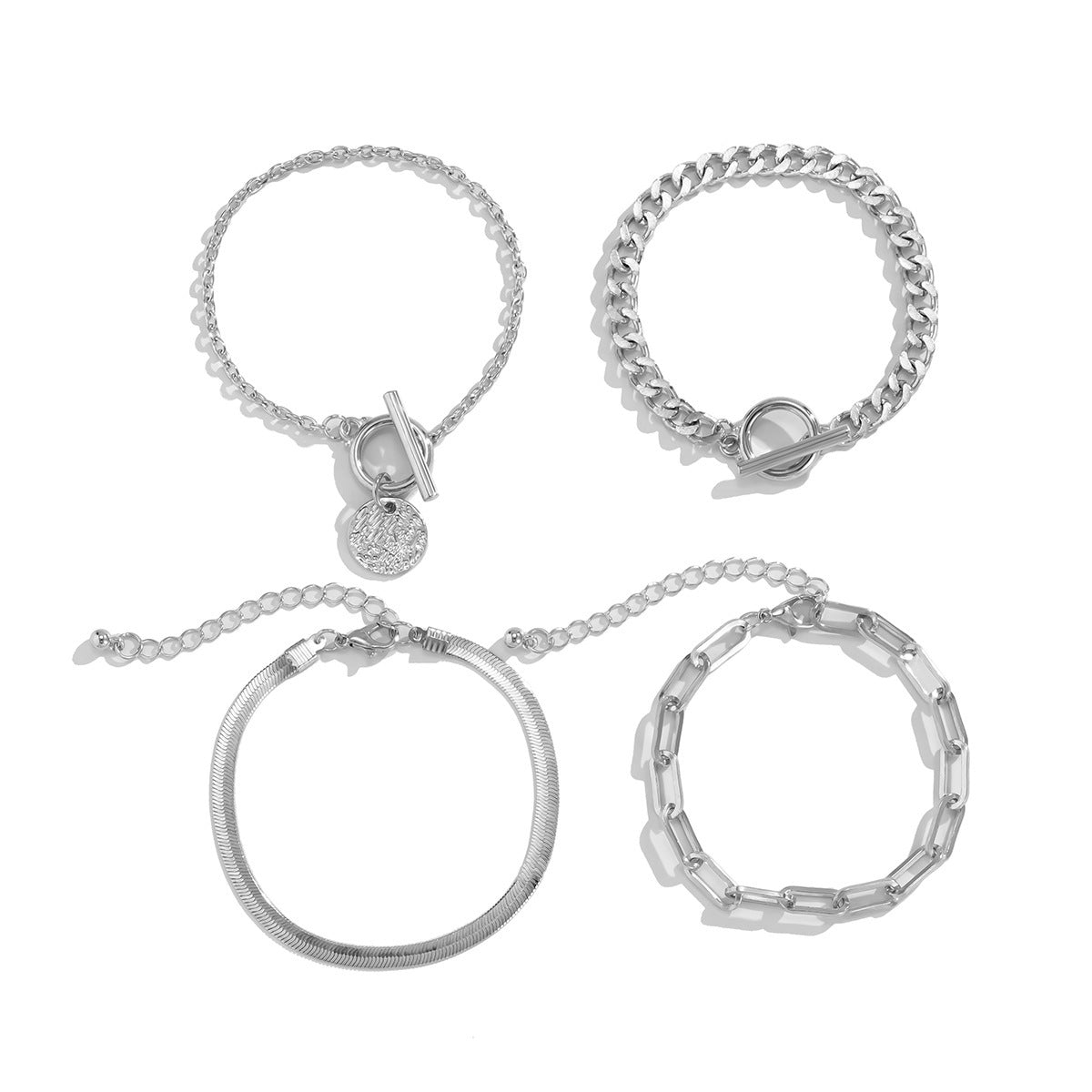 4teiliges Armband-Set in Silber