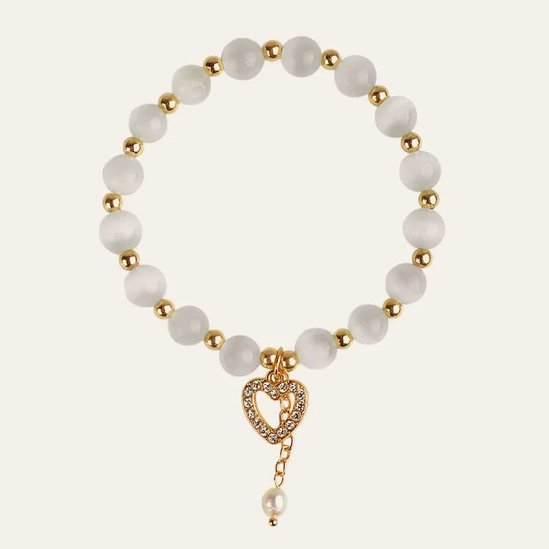 Kirykle Naturkristall-Armband mit goldenem Herz