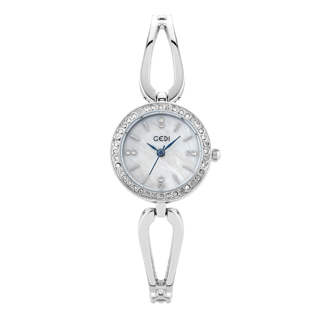 Elegante Damen-Quarzuhr silber
