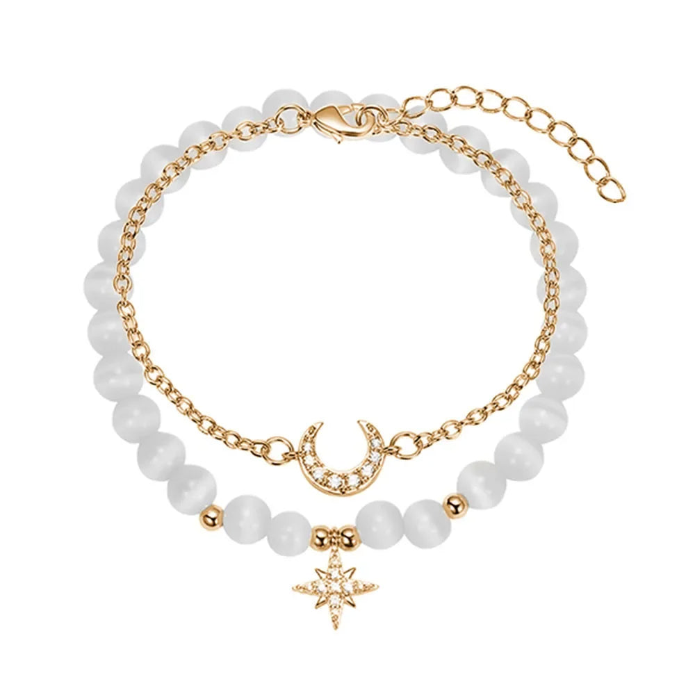 Kirykle Naturkristall-Armband mit Mond/Stern
