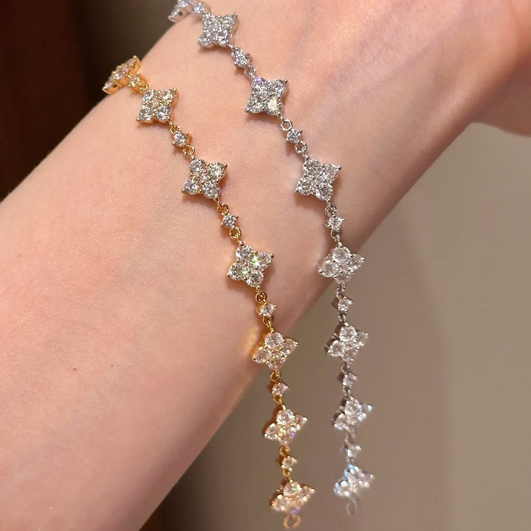 Kleeblatt Zugarmband in Silber und Gold