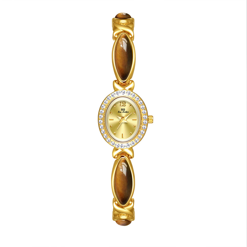 Armbanduhr: Dongling-Stein trifft Hetian-Jade gold/braun