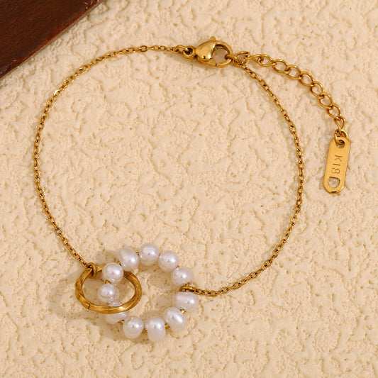 Vergoldetes Doppelring-Armband