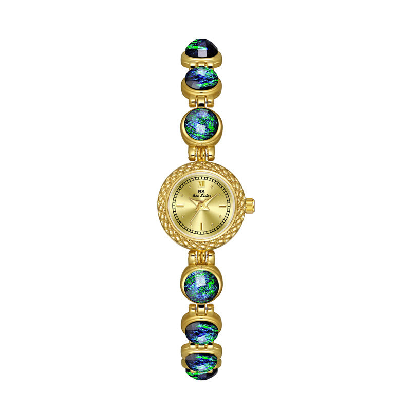Malachit-Armbanduhr in gold