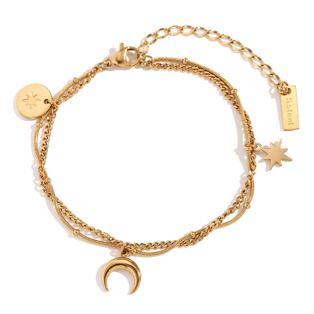 Vergoldetes Armband mit Mond & Stern