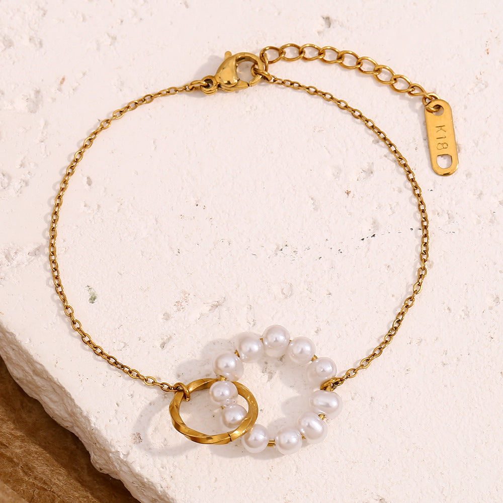 Vergoldetes Doppelring-Armband