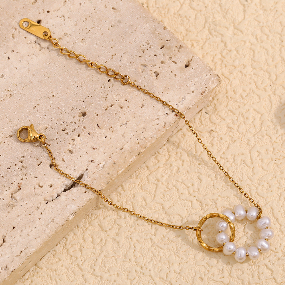 Vergoldetes Doppelring-Armband