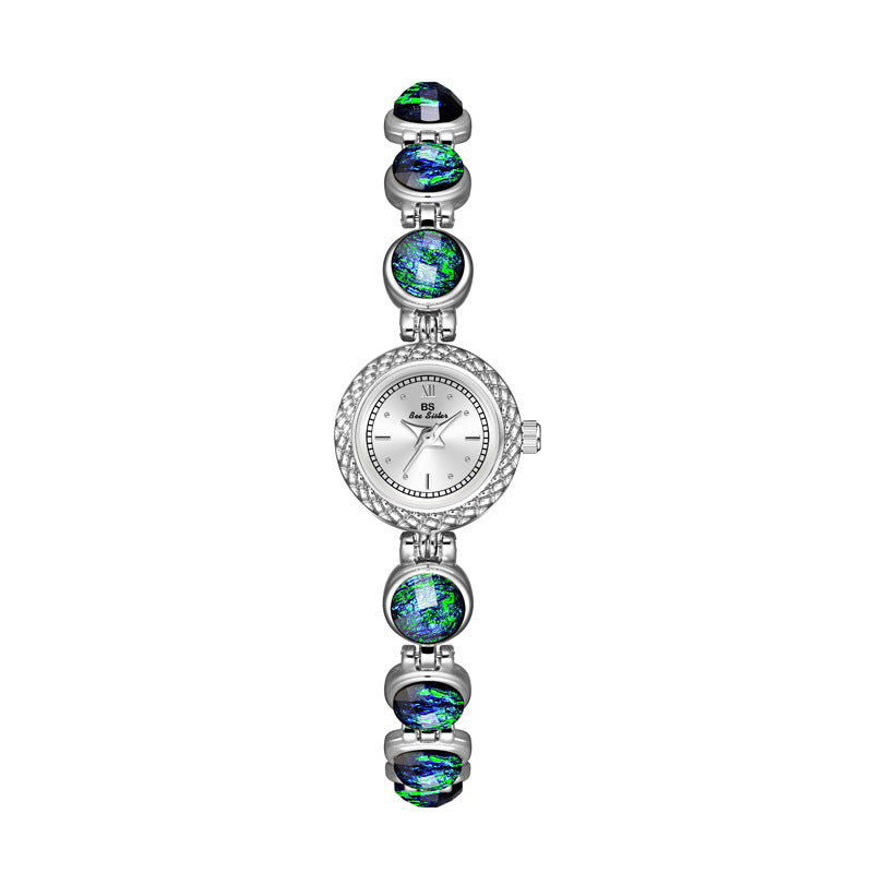 Malachit-Armbanduhr in Silber
