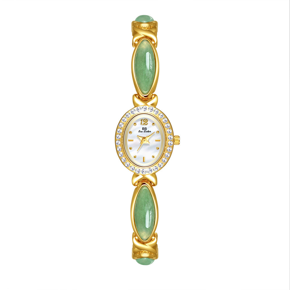 Armbanduhr: Dongling-Stein trifft Hetian-Jade gold/weiß