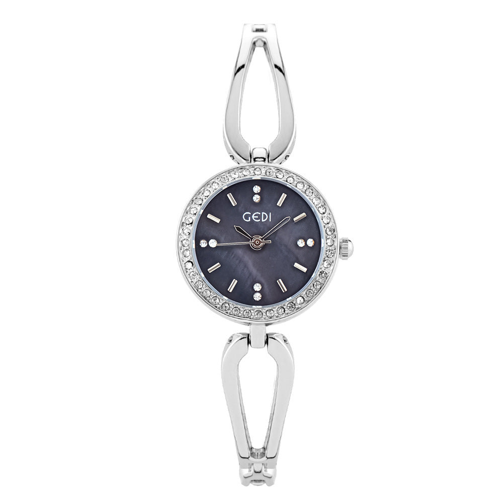 Elegante Damen-Quarzuhr schwarz/silber