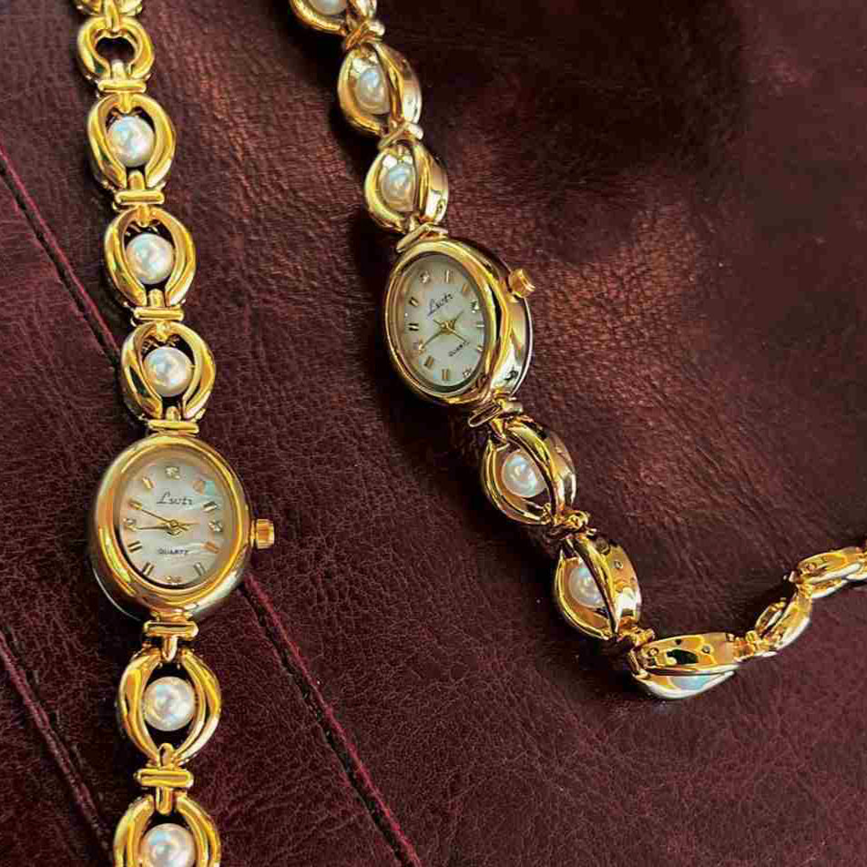 Perlen-Armbanduhren in gold