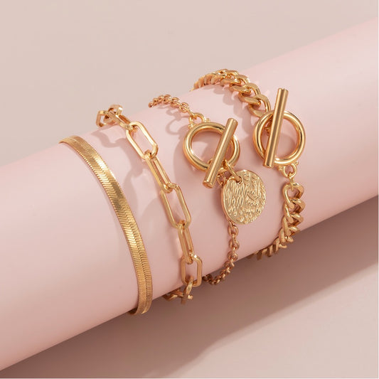 4-teiliges Armband-Set in Gold