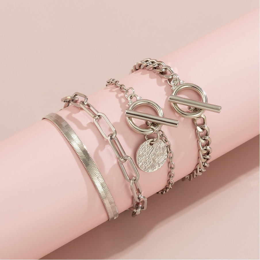 4-teiliges Armband-Set in Silber