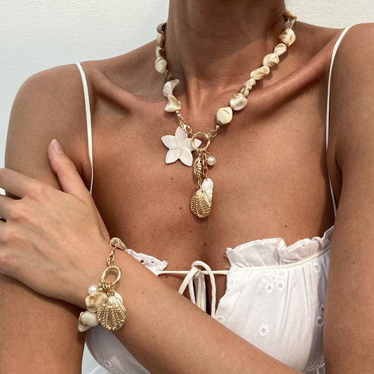 Maritimes Muschel-Schmuckset: Halskette & Armband