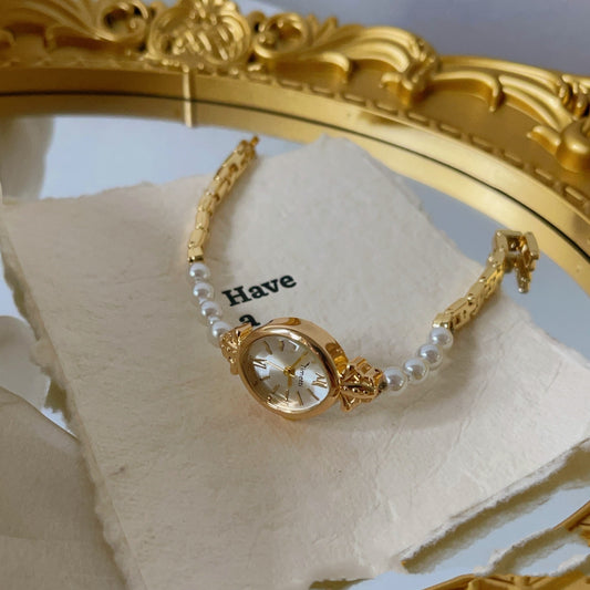 Edle Perlen-Armbanduhr für Damen