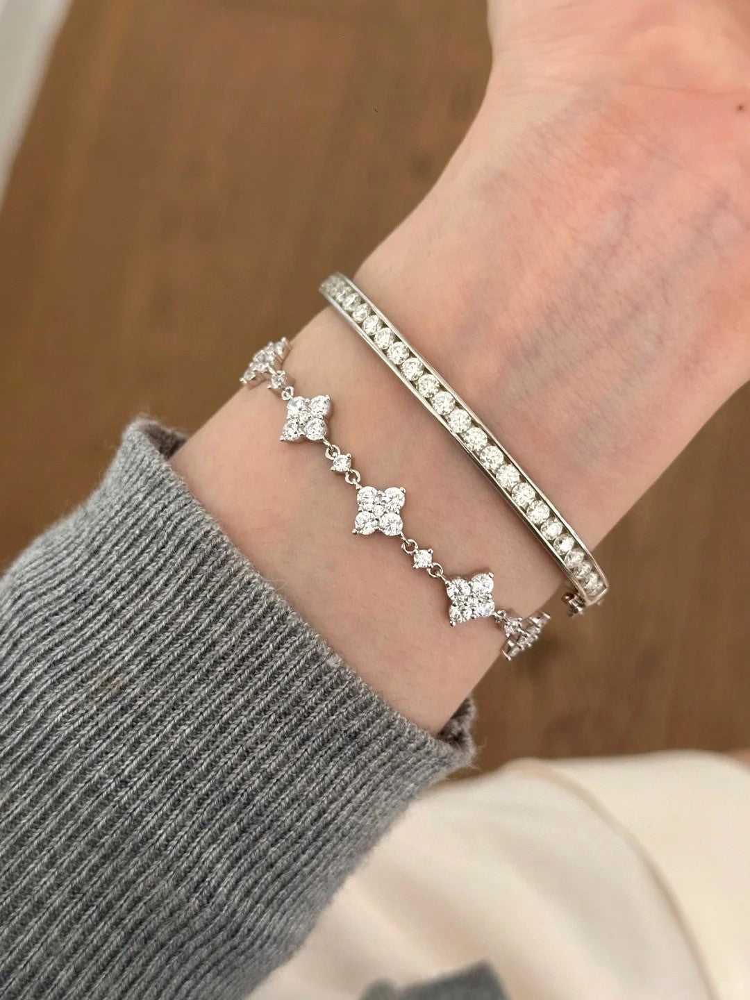 Kleeblatt Zugarmband in Silber