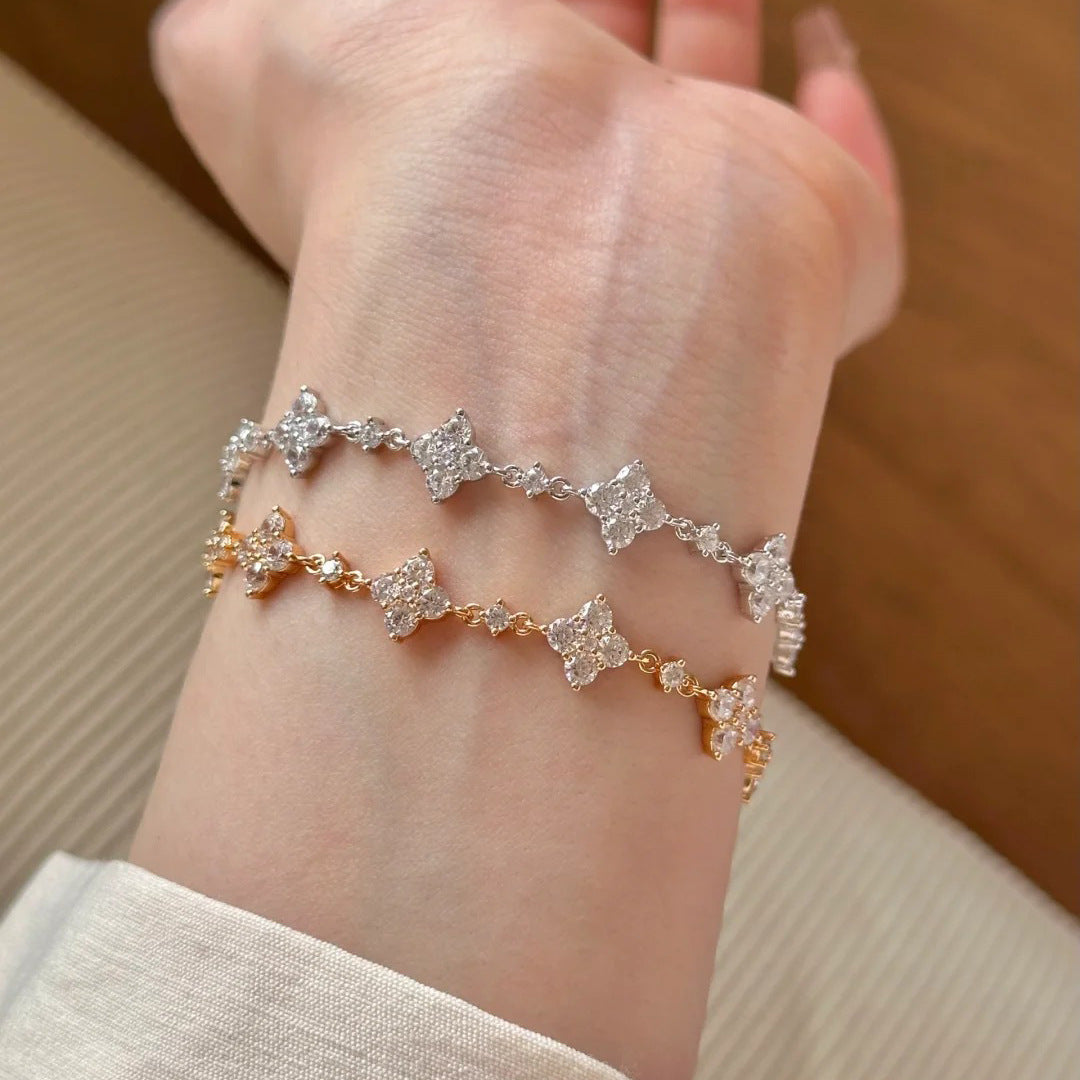 Kleeblatt Zugarmband in Silber und Gold